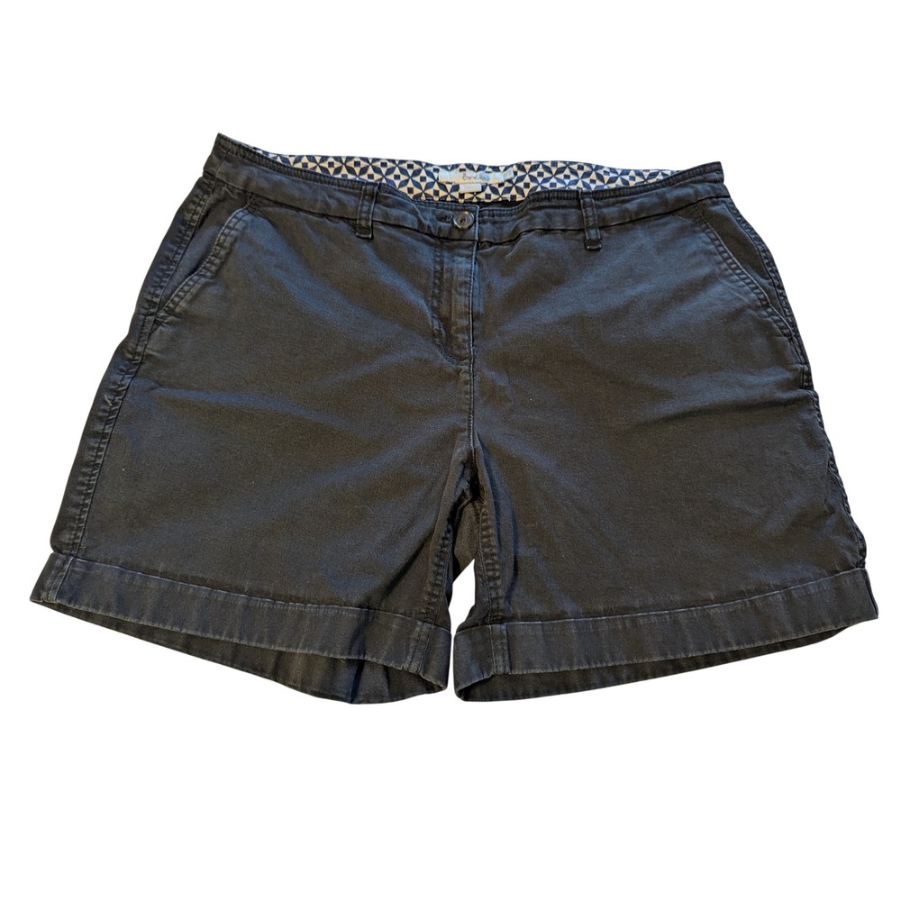 Boden Women's 10 Richmond Navy Blue Chino Shorts Cuffed Mid Rise Cotton Blend